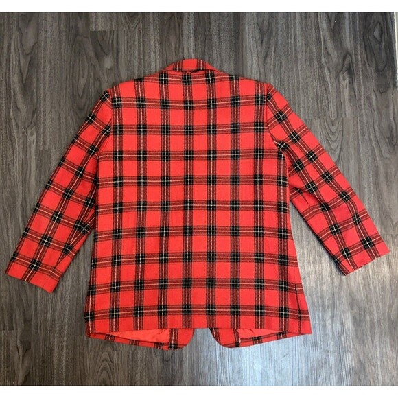 Vintage Prophecy Sag Harbor 90s Plaid Red Black Oversize Blazer Size 14 L/XL - Picture 4 of 11